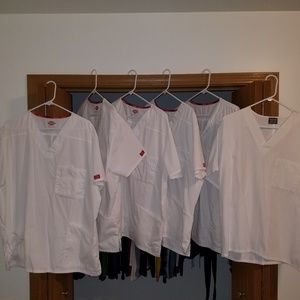 Lot of 6 White Scrub Tops